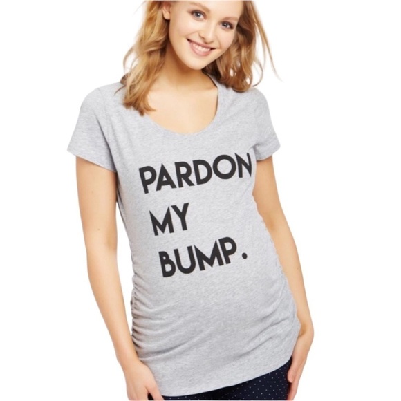Motherhood Maternity graphic tee shirt Pardon My Bump Love medium - Picture 1 of 8